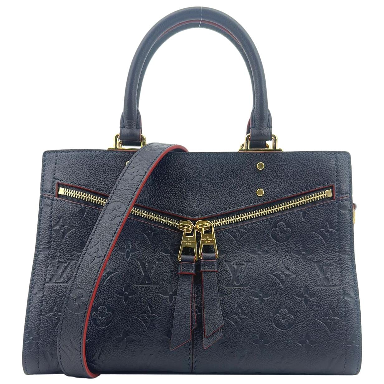 LOUIS VUITTON Sully PM Monogram Empreinte Leather Shoulder Bag Marine Rouge