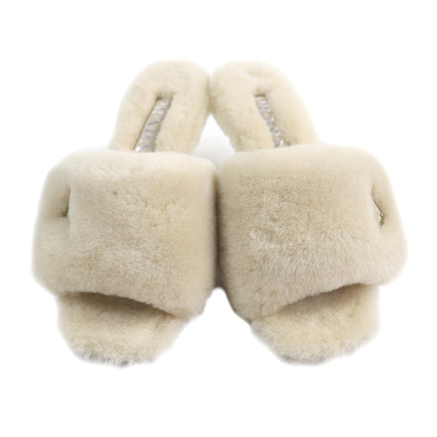 Prada 1XX654 Triangle With logo Sheep fur Sandals
