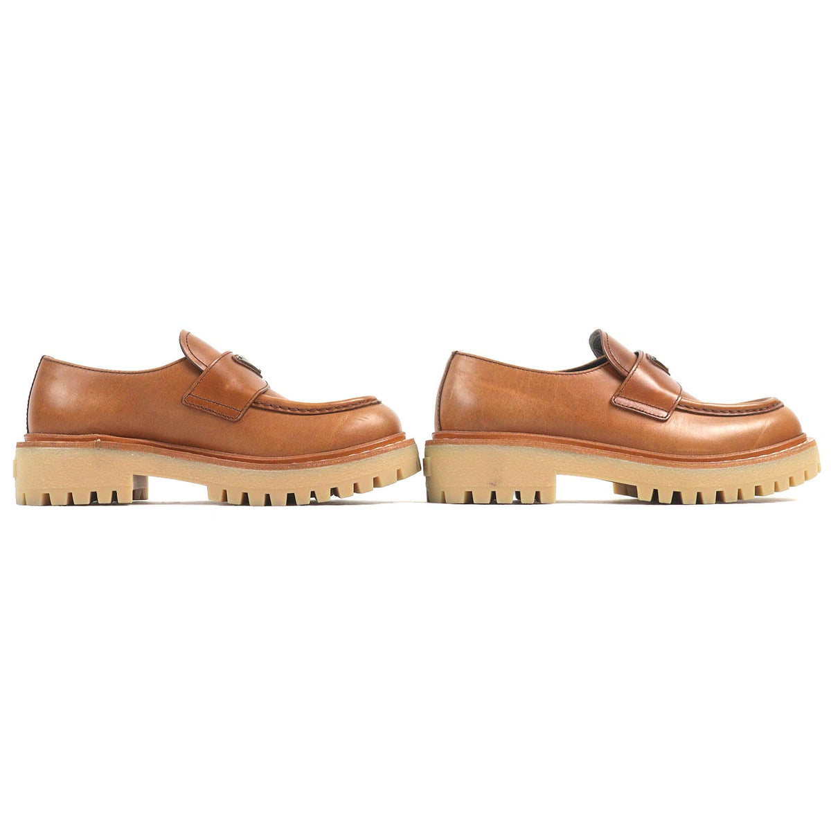 Prada Triangle Logo Leather Loafers
