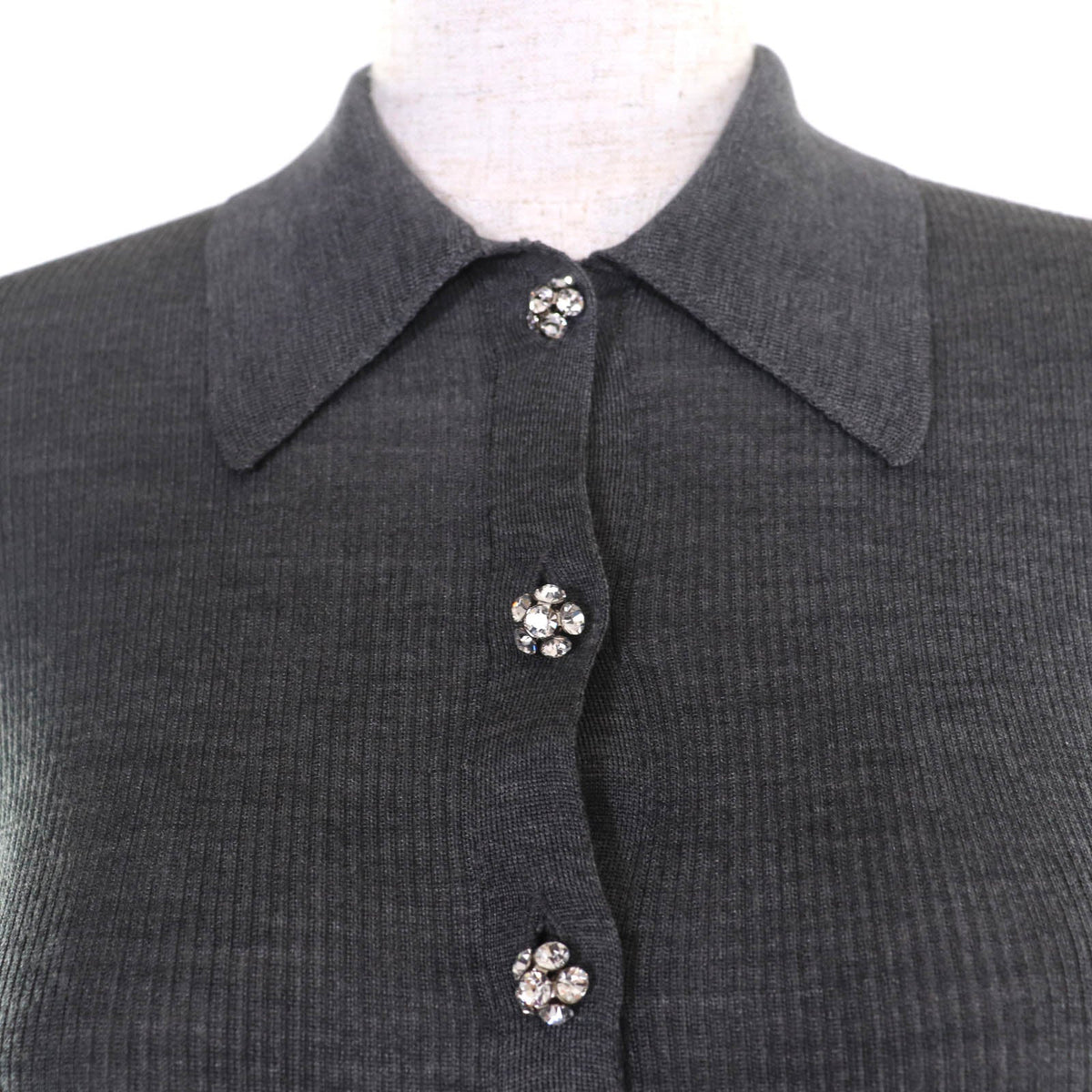 Prada Rhinestone Silk Knit Polo Shirt
