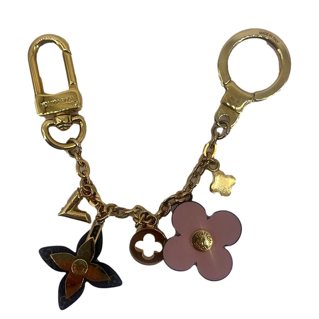 LOUIS VUITTON Monogram Blooming Flowers Bag Charm Key Holder Rose Ballerine