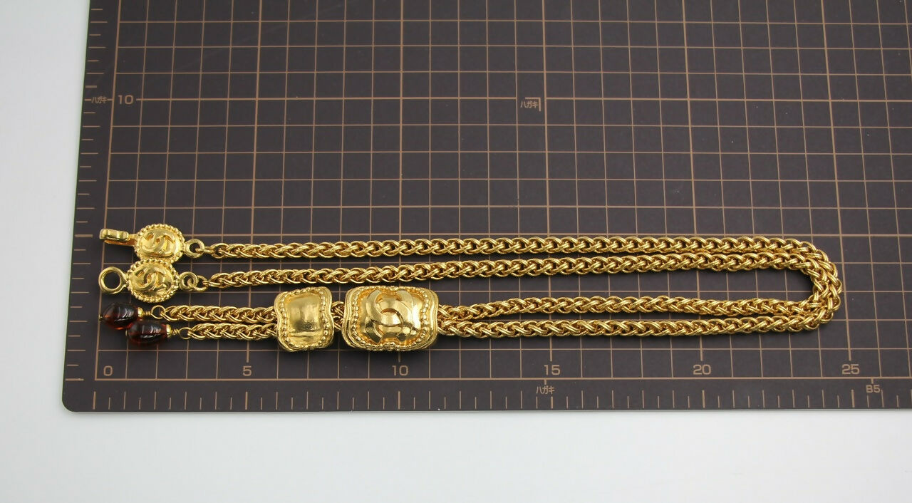 Chanel Vintage 1996 Gripoix Red Bead Gold-plated Long Necklace/Stacked Necklace/Waist Chain
