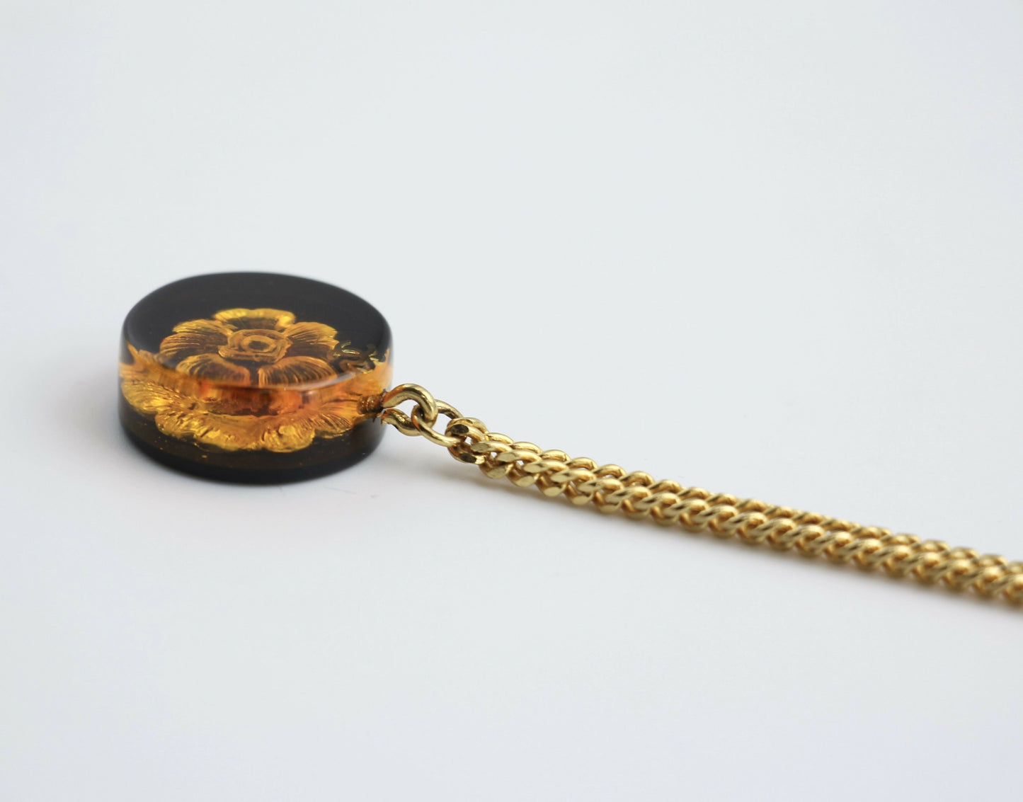 Chanel Vintage 98A Acrylic Dark Brown Camellia Necklace