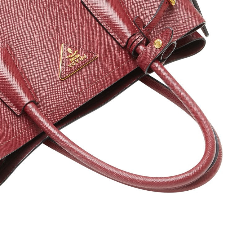 Prada Triangle Logo Plate Saffiano 2way Bag