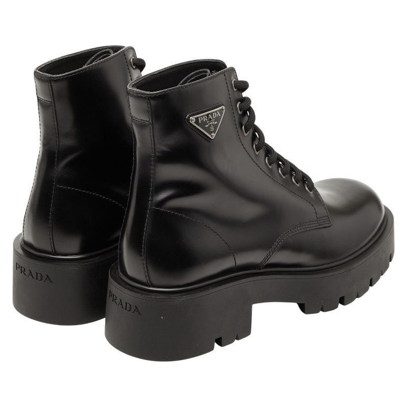 Prada Triangle Logo Plate Leather Boots