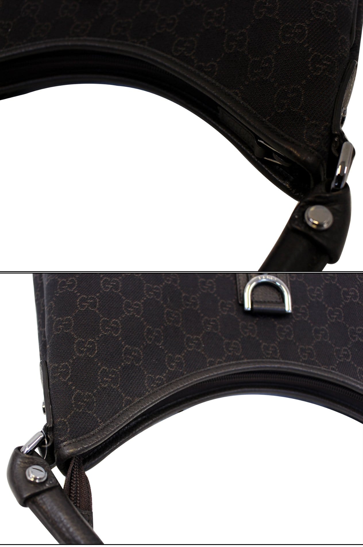 GUCCI Black Monogram Abbey D Ring Hobo Bag 268636