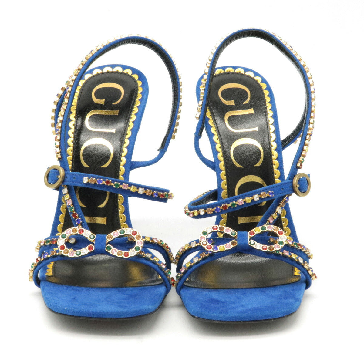 Gucci Suede Heart Sandal High Heel Sandals Blue