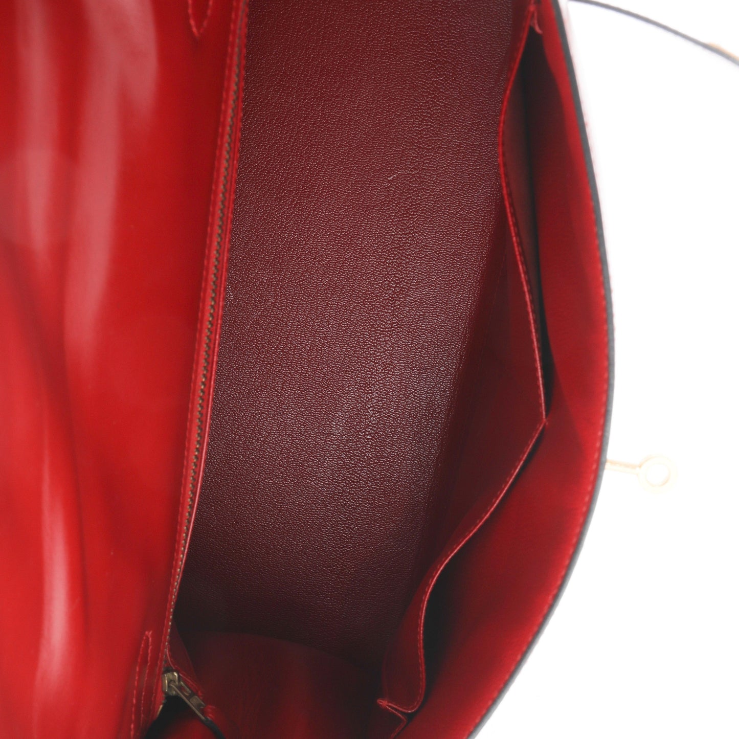 Hermes Kelly 32 Vintage Rouge Box Natural Toile Sellier