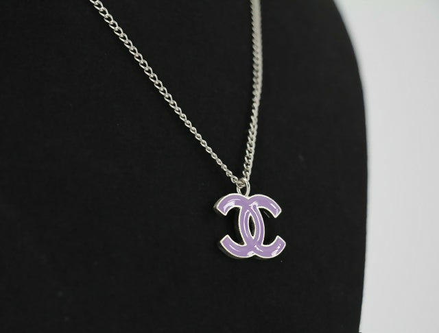 Chanel Vintage 04P Enamel Pink Purple CC Necklace