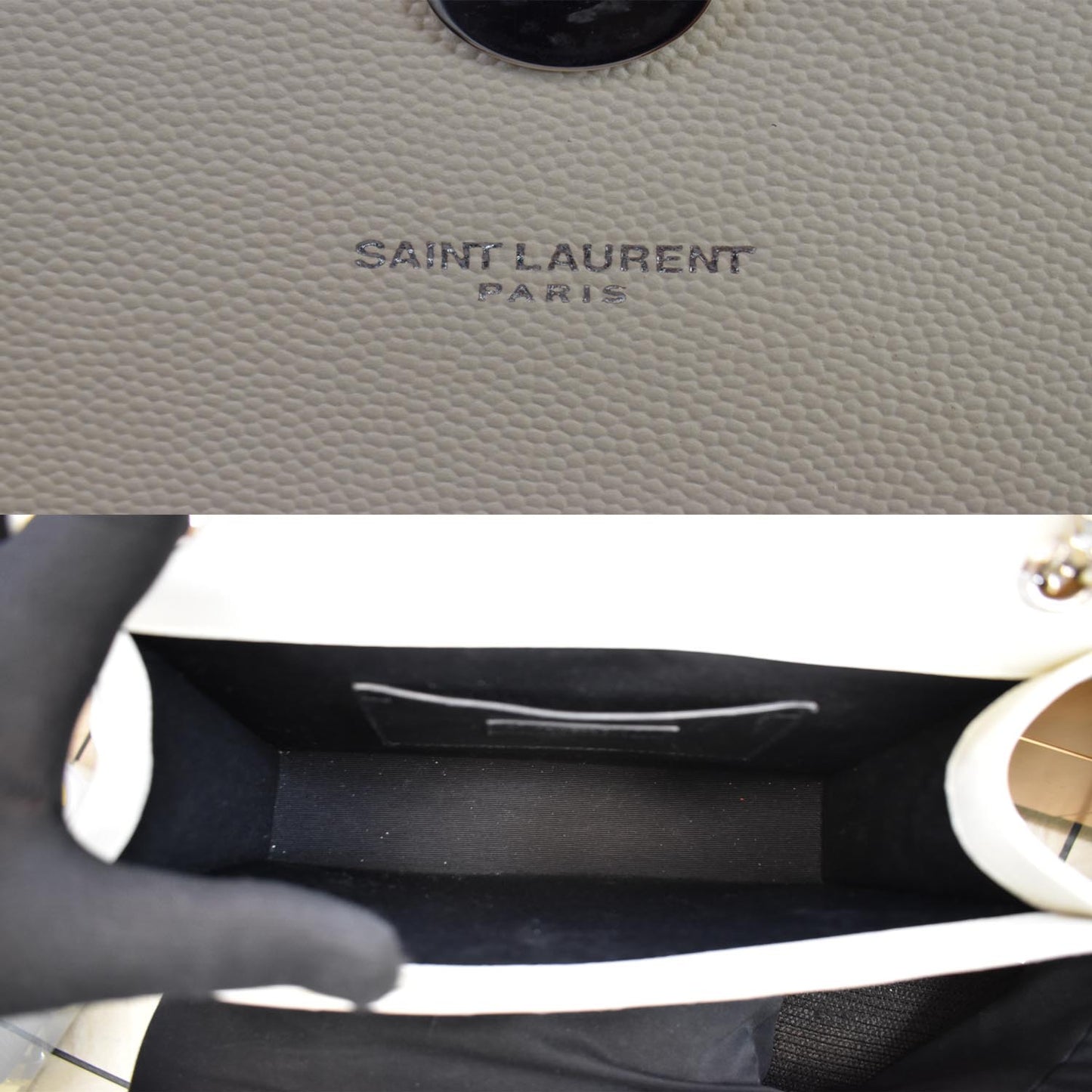 YVES SAINT LAURENT Envelope Medium Chain Leather Shoulder Bag White