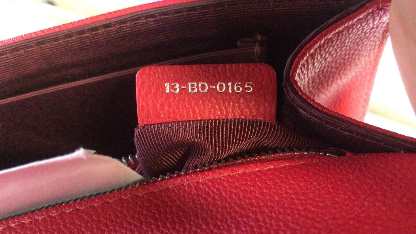 CHRISTIAN DIOR Diorama Flap Red Grained Leather Small Shoulder Bag