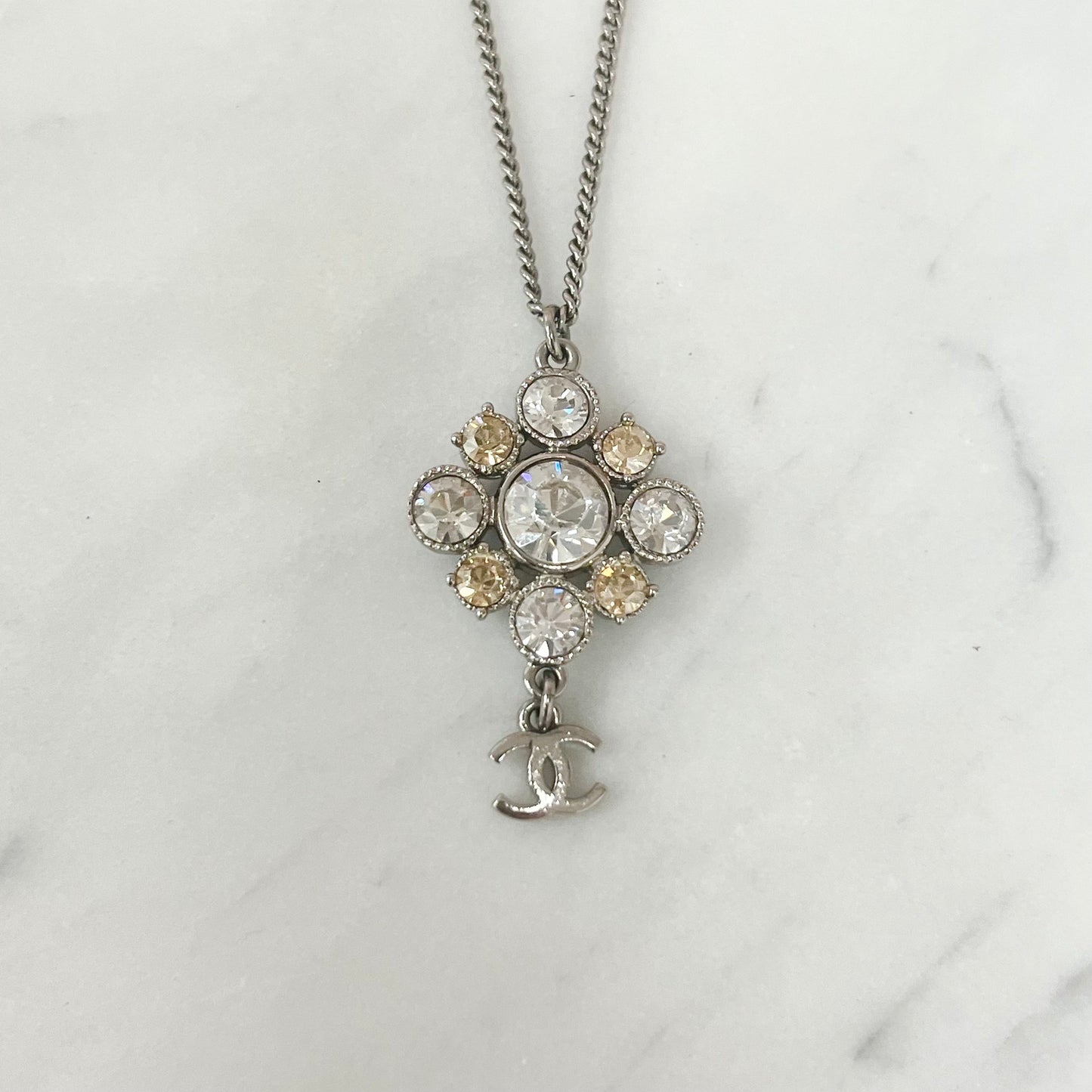Chanel Crystal CC Logo Pendant Necklace Costume Jewellery