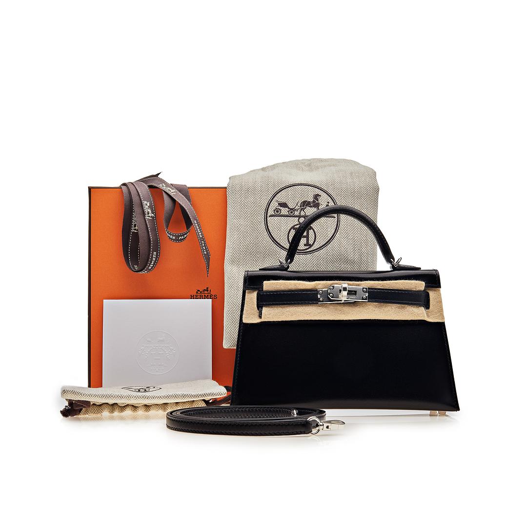 Hermes Kelly 20 Sellier Mini Noir Box Leather
