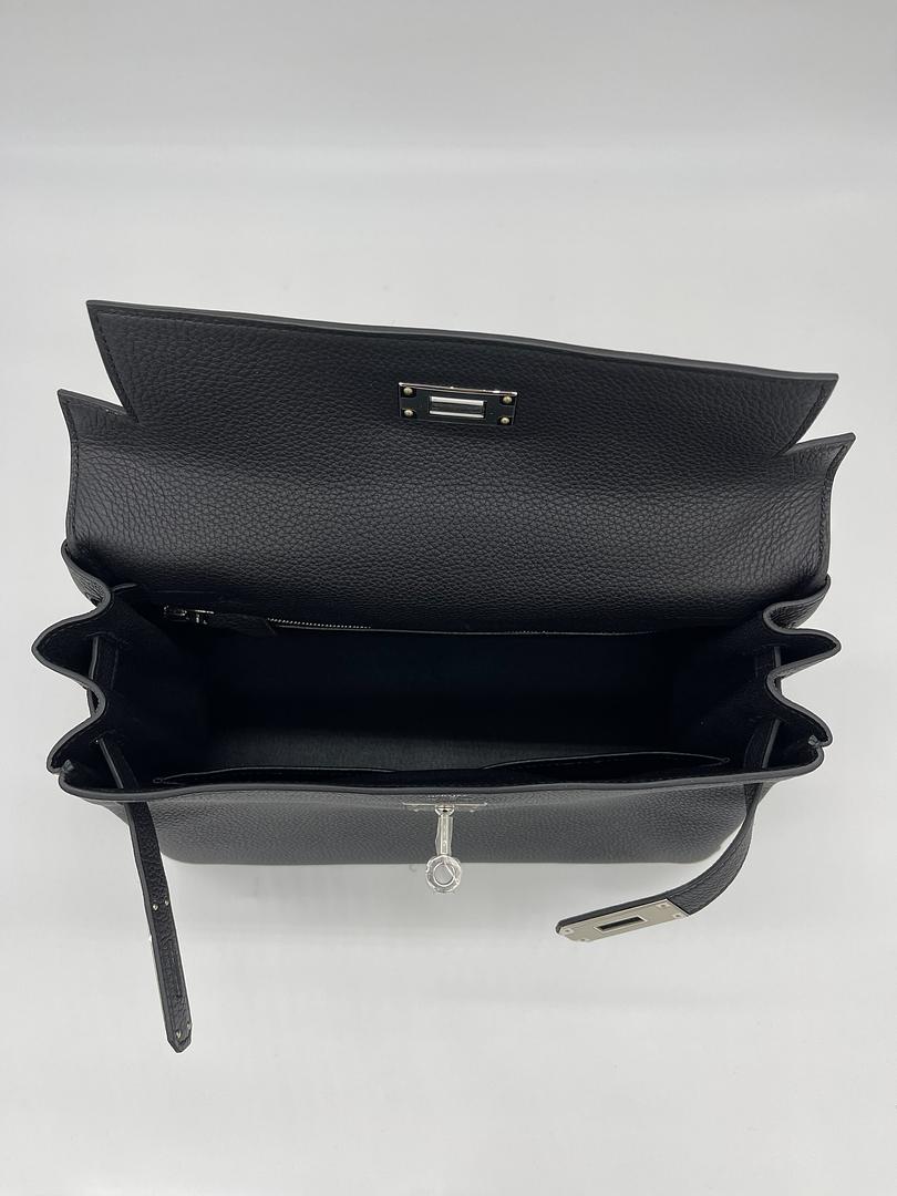 Hermes Kelly 28 Retourne Togo Noir Palladium Hardware