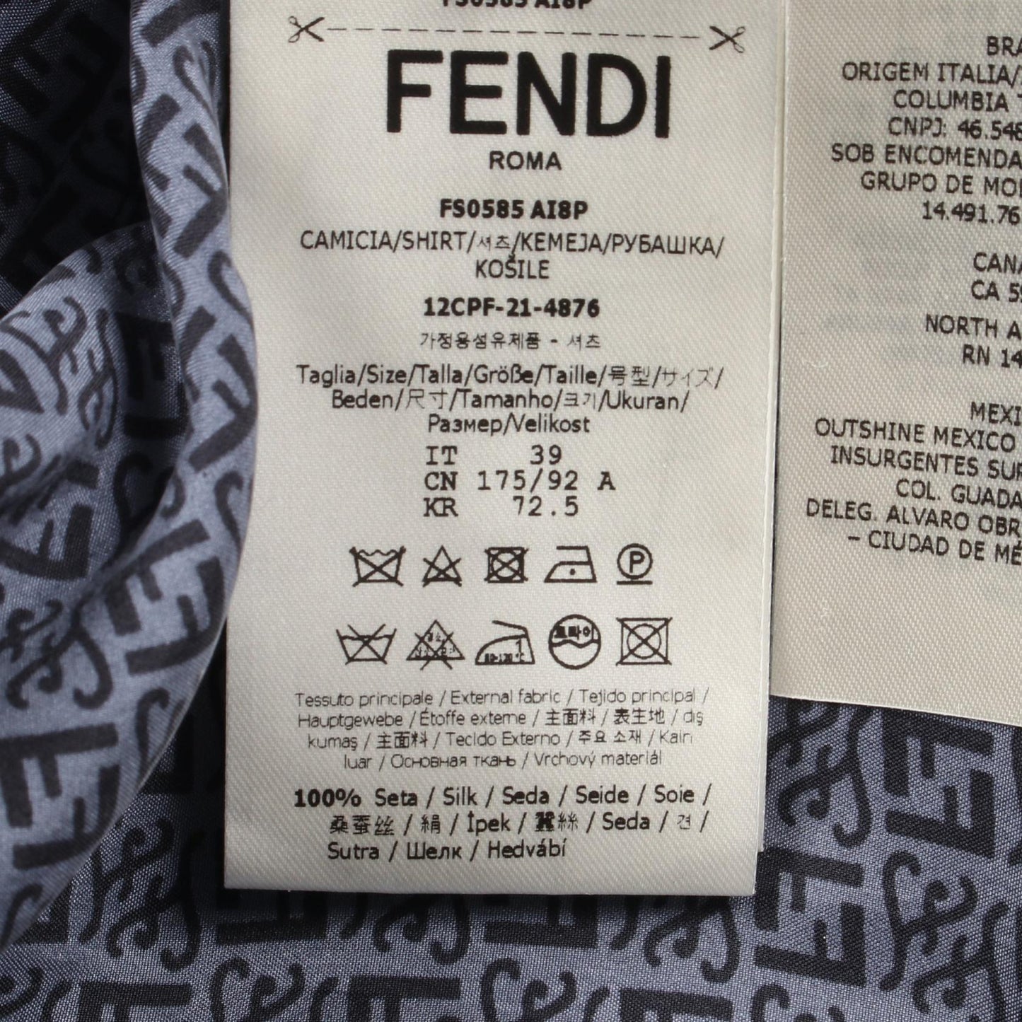Fendi Zucca Calligraphy Silk Top