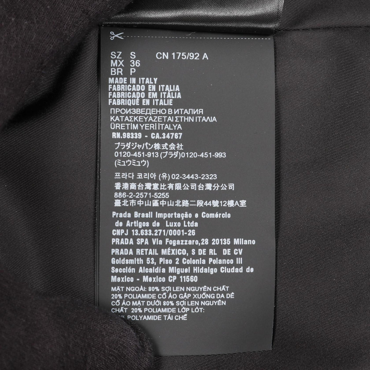 Prada Wool Blend Wool Leather Outerwear