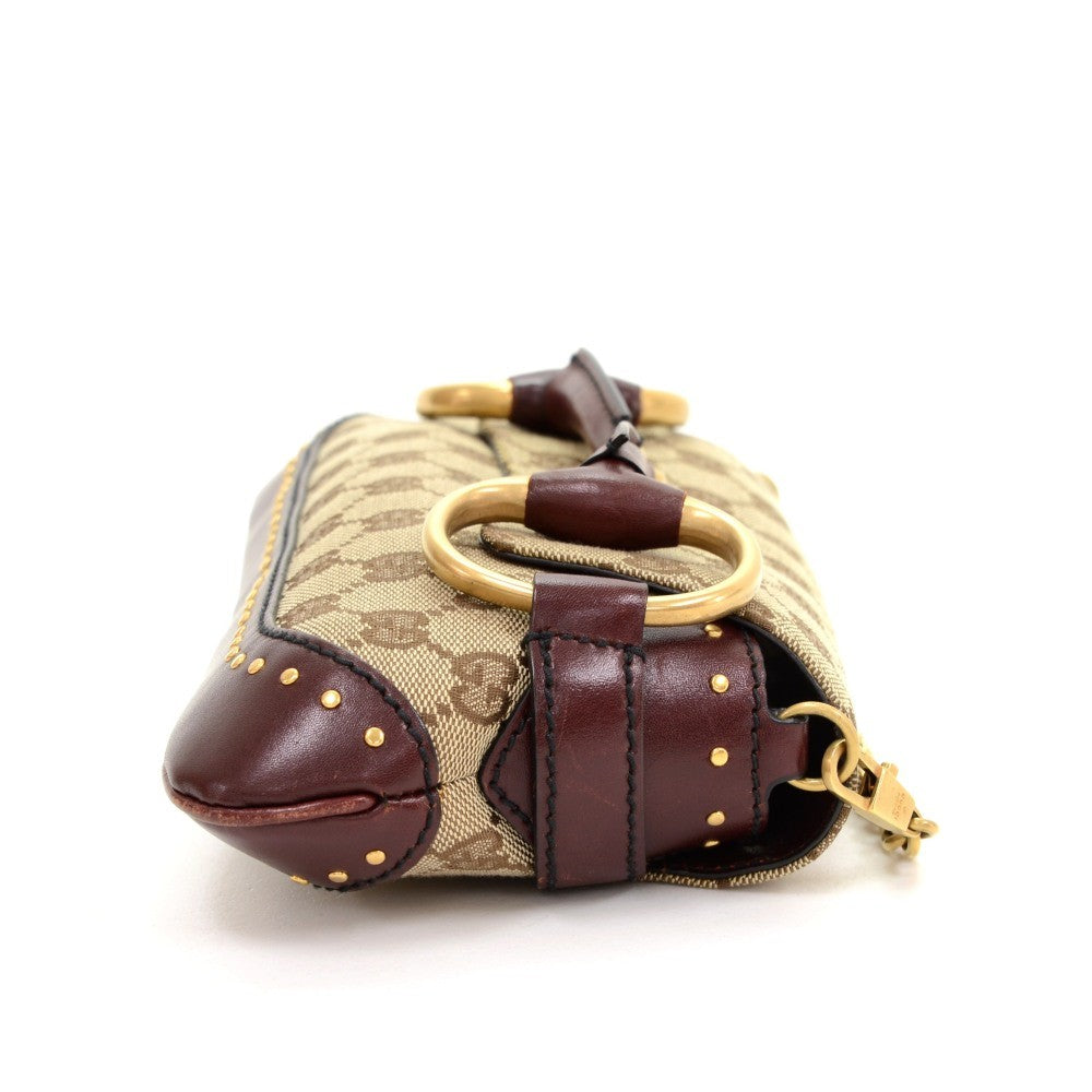 Gucci Monogram Canvas Horsebit Clutch Bag