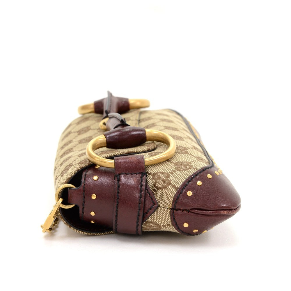 Gucci Monogram Canvas Horsebit Clutch Bag