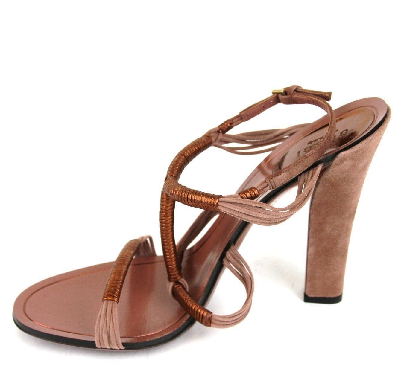 Gucci 309668 Rose Anita Metallic Leather/Suede Sandals EU 40 / US 10 - Final Call