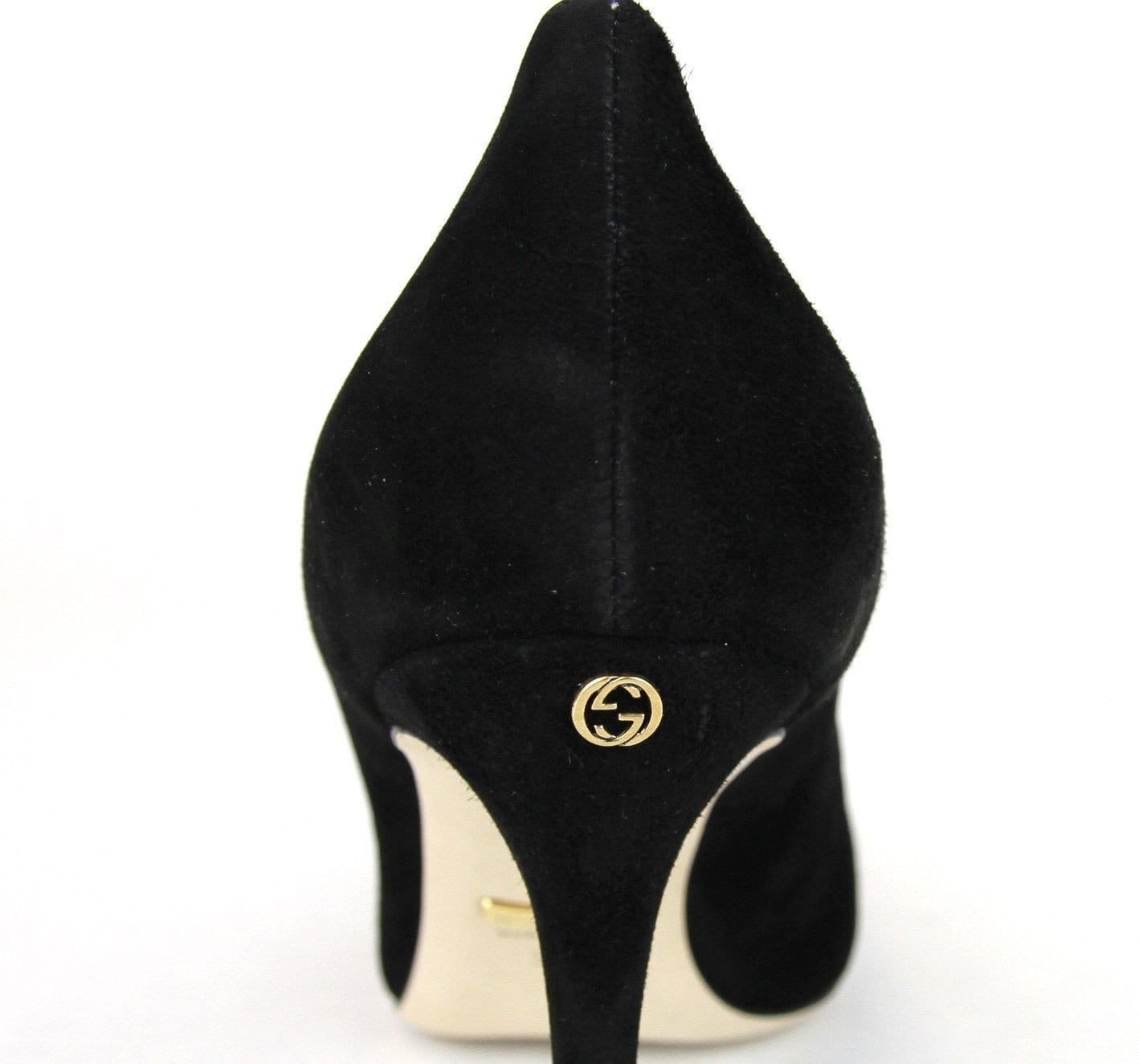 Gucci Heels Black Suede Interlocking - Gucci Shoes Women