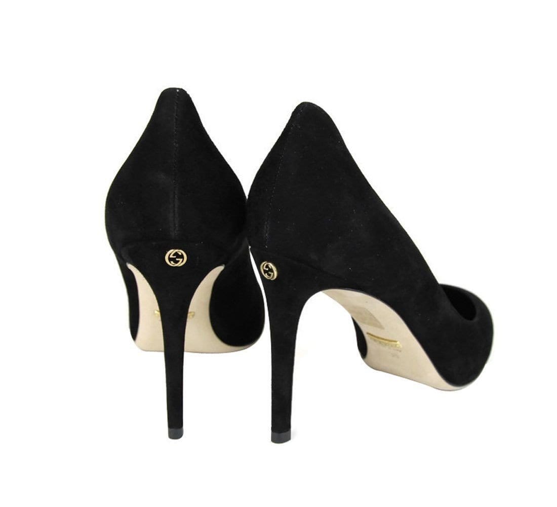 Gucci Heels Black Suede Interlocking - Gucci Shoes Women