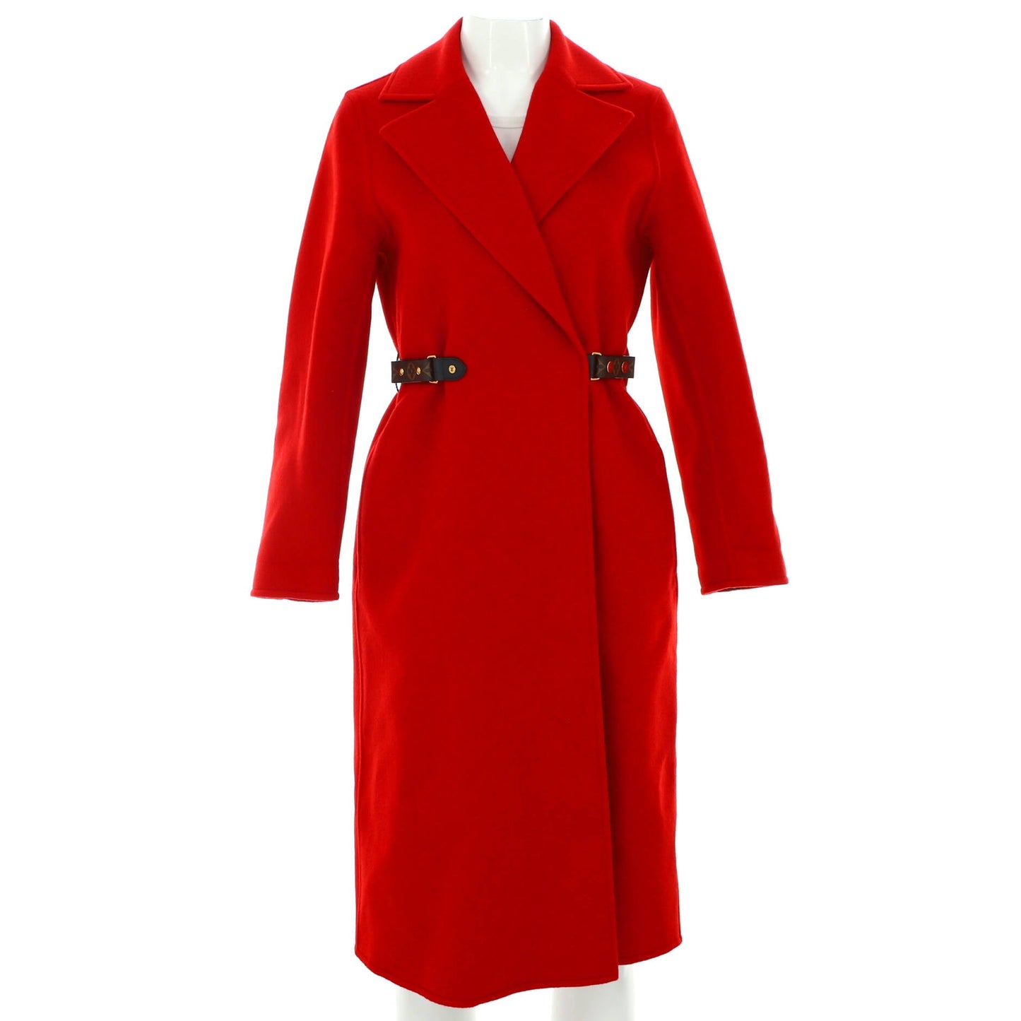 Louis Vuitton Women's Long Wrap Monogram Belt Coat Wool Blend