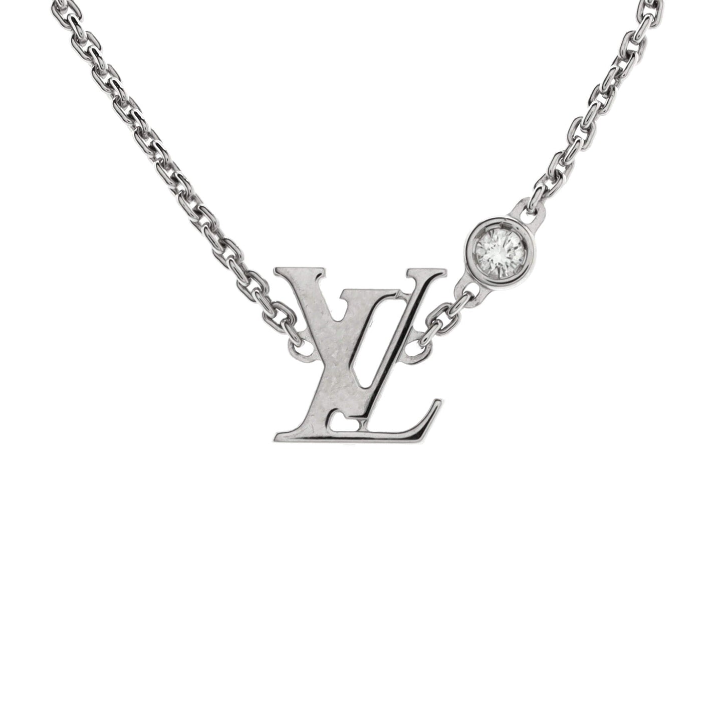 Louis Vuitton Idylle Blossom LV Pendant Necklace 18K White Gold with Diamond