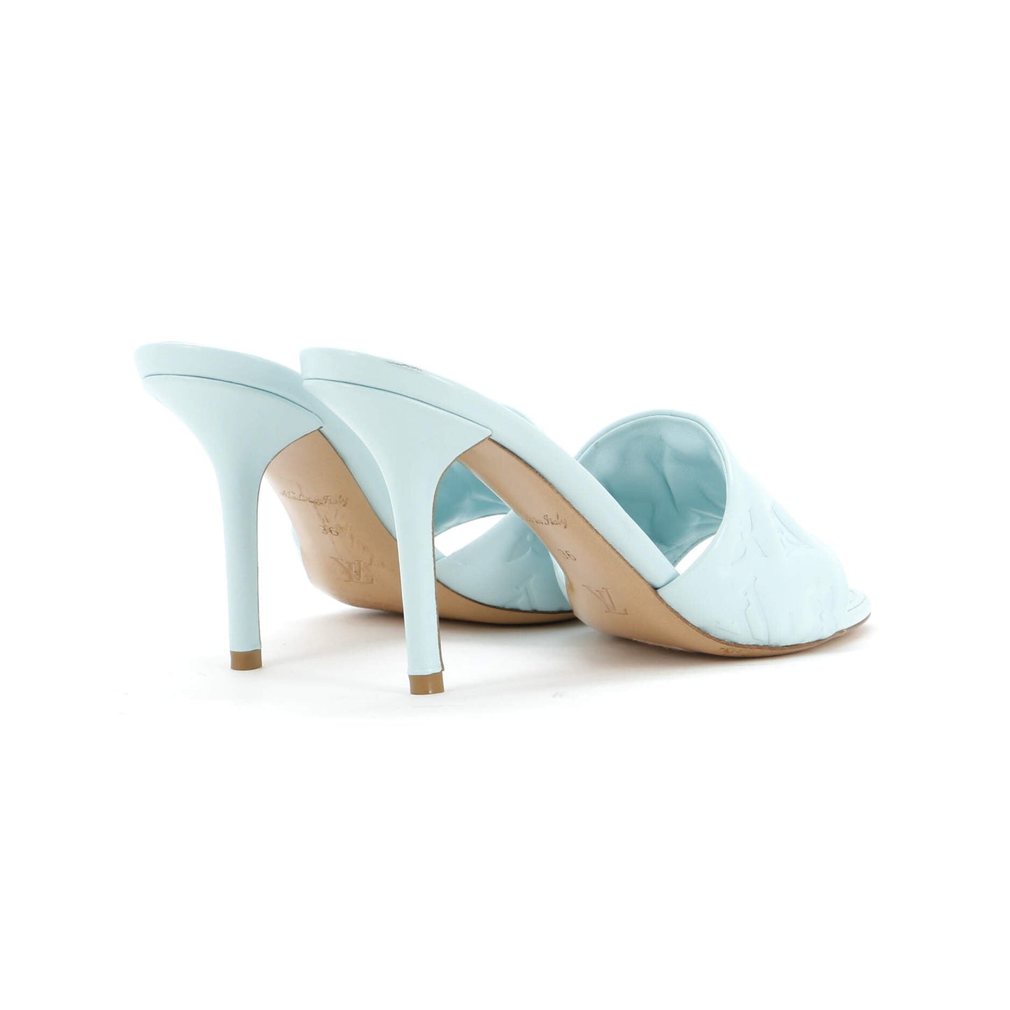 Louis Vuitton Women's Revival Heeled Mules Monogram Embossed Leather