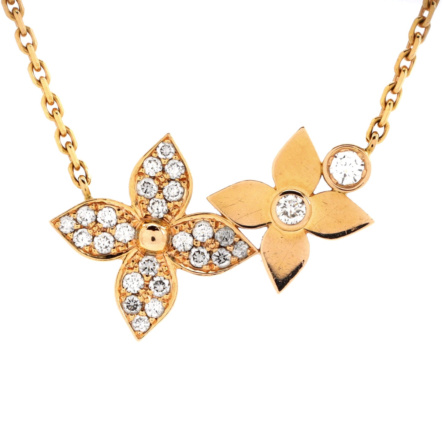 Louis Vuitton Star Blossom Double Pendant Necklace 18K Rose Gold and Diamonds
