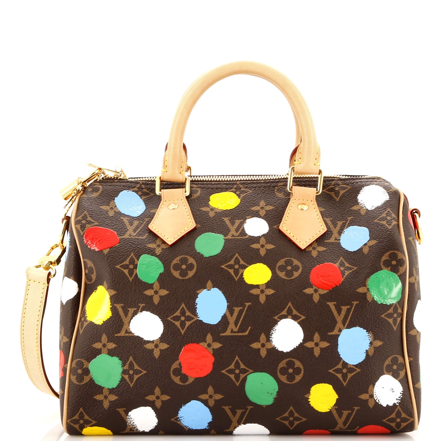 Louis Vuitton Speedy Bandouliere Bag Yayoi Kusama Painted Dots Monogram Canvas 25