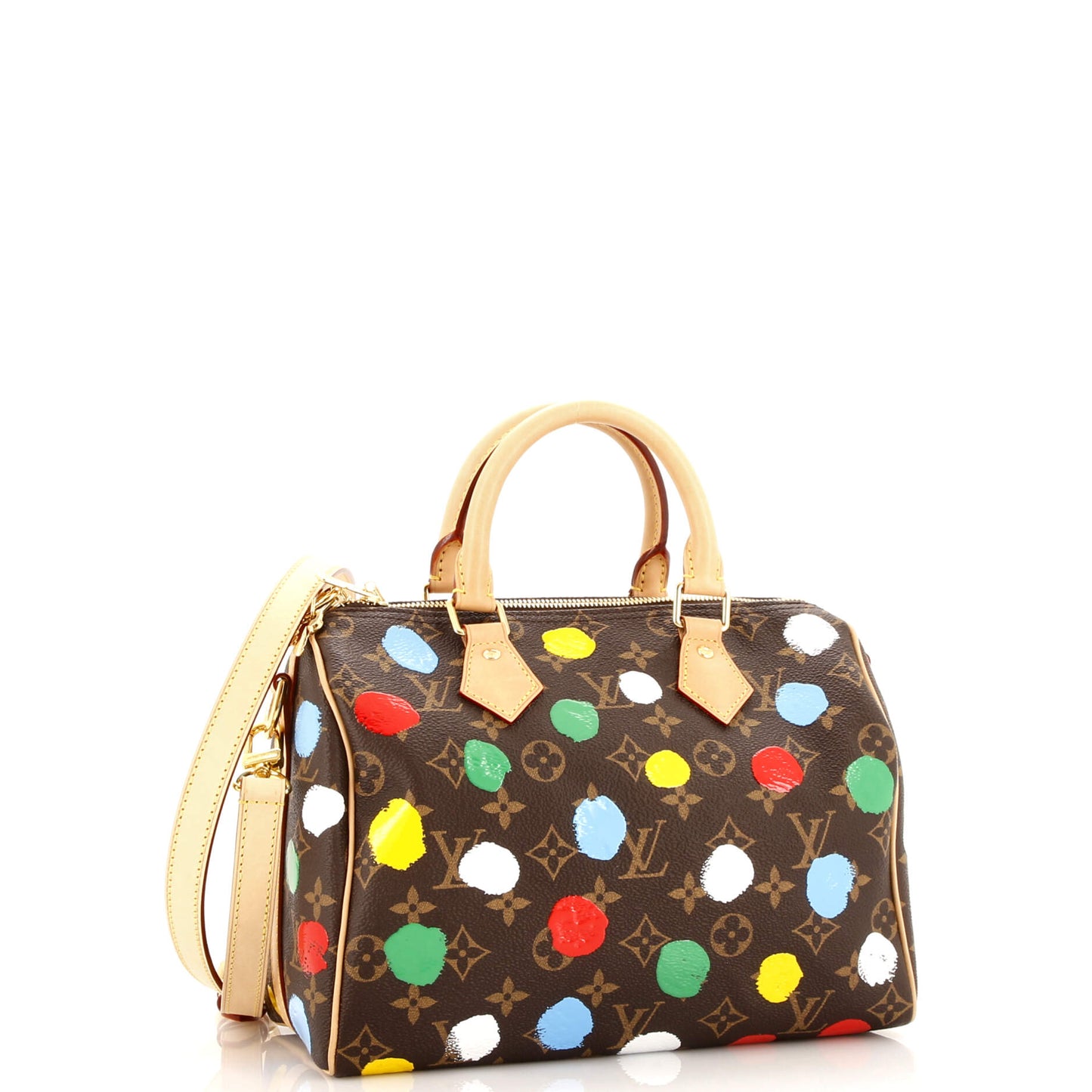 Louis Vuitton Speedy Bandouliere Bag Yayoi Kusama Painted Dots Monogram Canvas 25