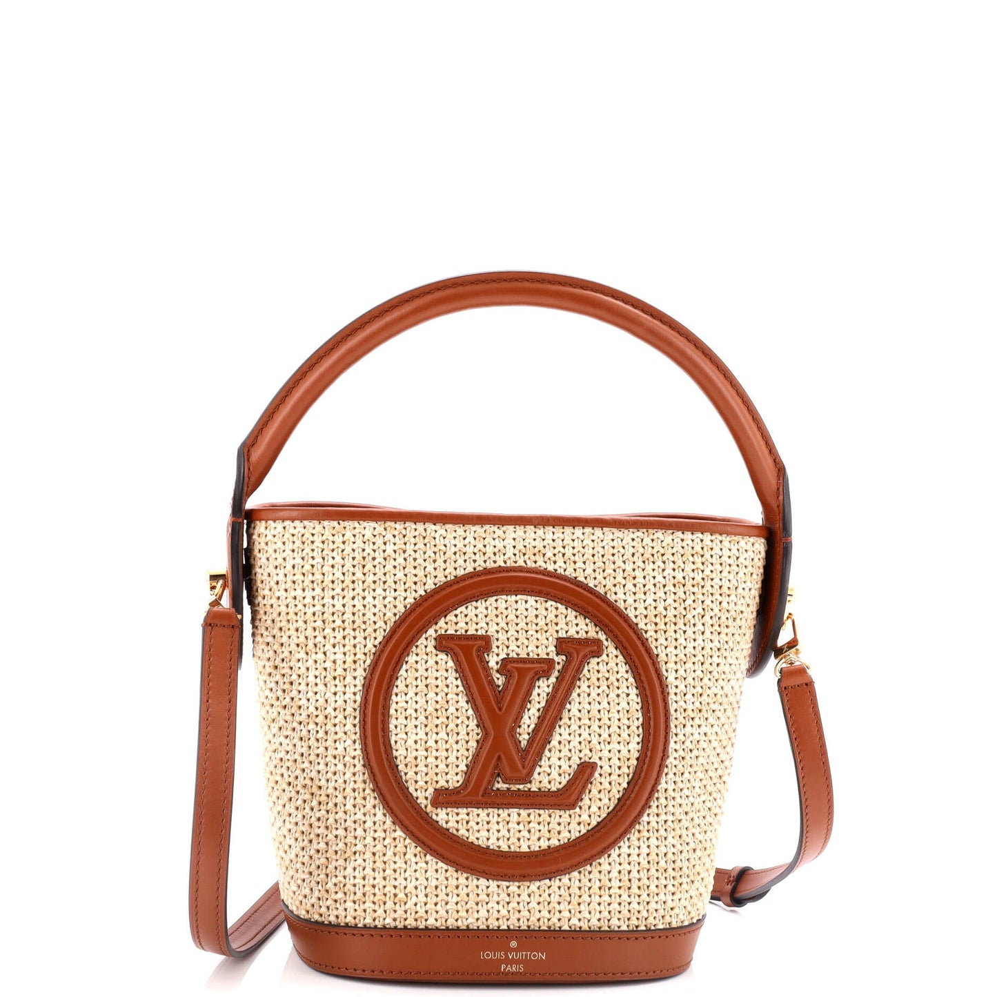 Louis Vuitton Petit Bucket NM Bag Raffia with Leather