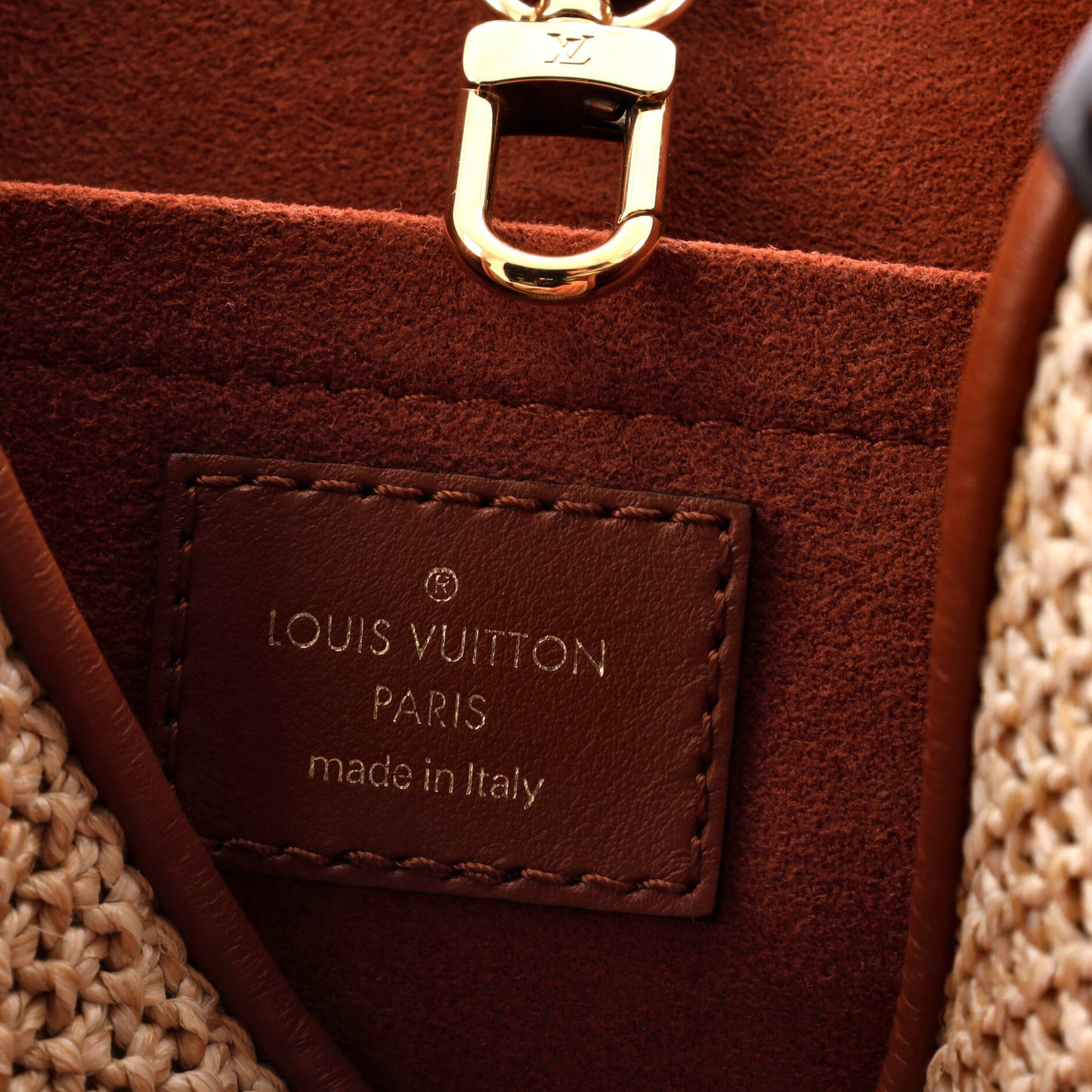 Louis Vuitton Petit Bucket NM Bag Raffia with Leather