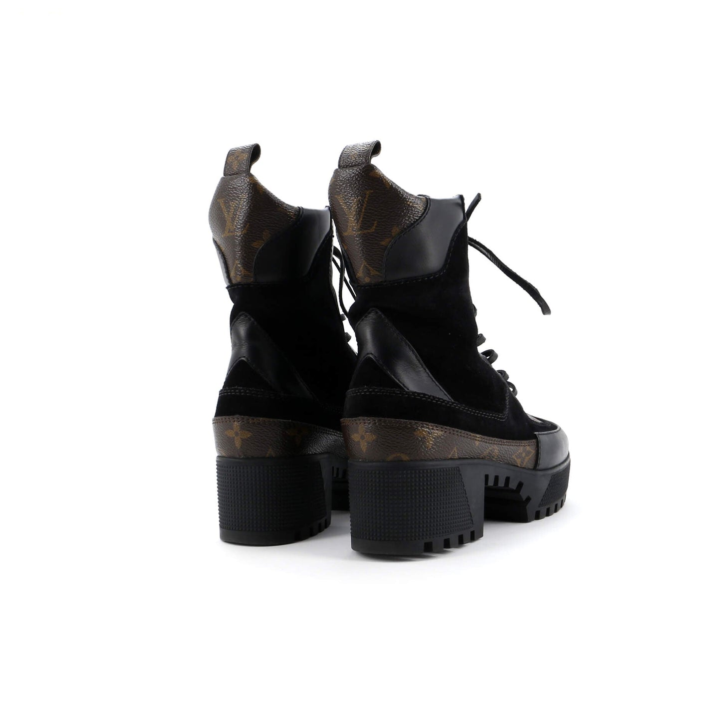 Louis Vuitton Women's Laureate Platform Desert Boots Suede with Monogram Canvas