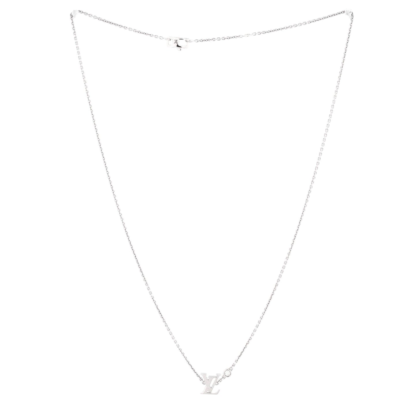 Louis Vuitton Idylle Blossom LV Pendant Necklace 18K White Gold with Diamond
