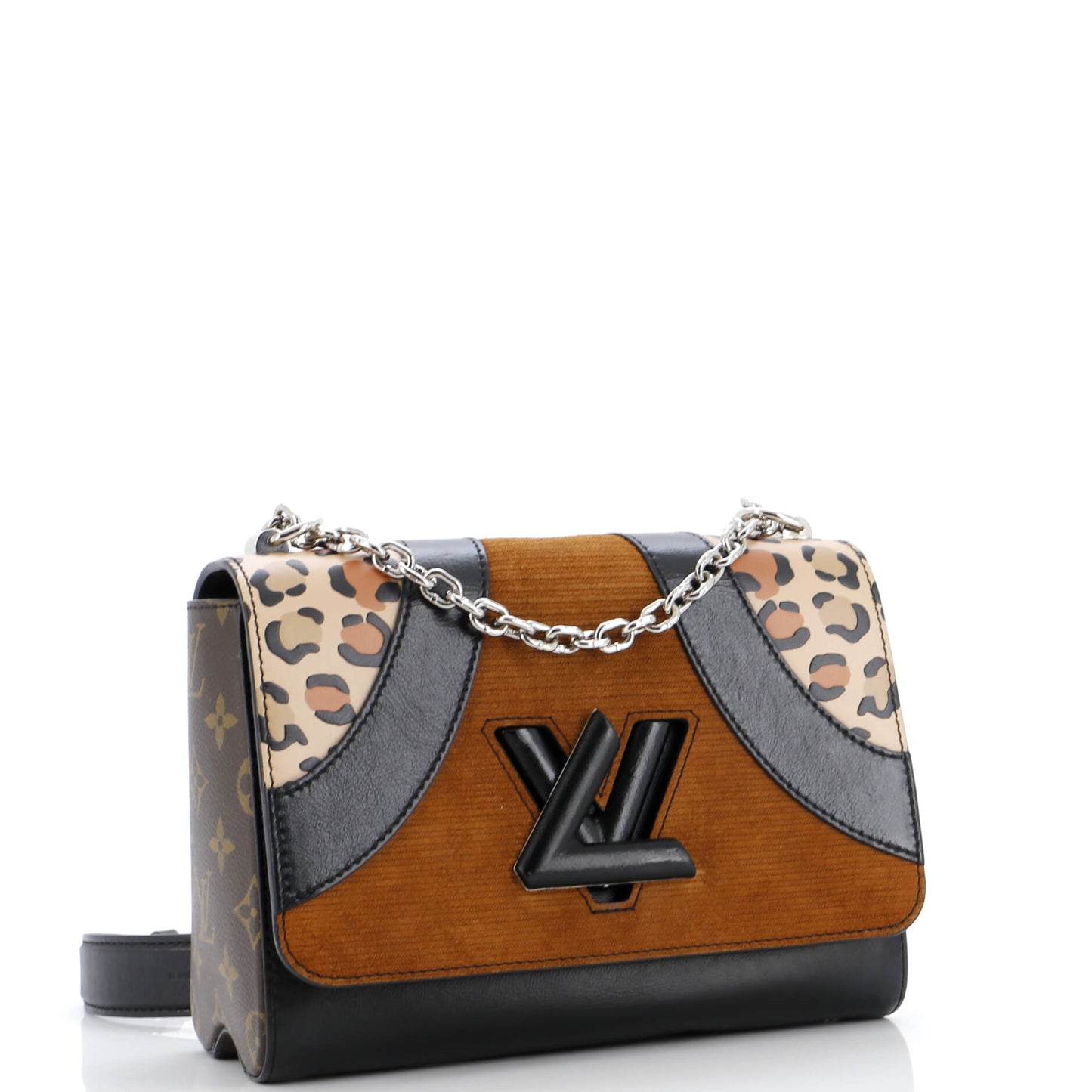Louis Vuitton Twist Handbag Leopard Wild Printed Leather and Calfskin MM