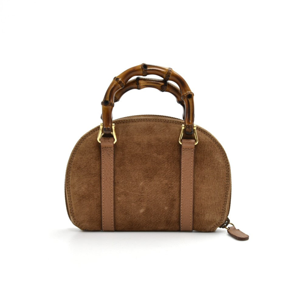 Gucci Suede Bamboo Handle Mini Bag