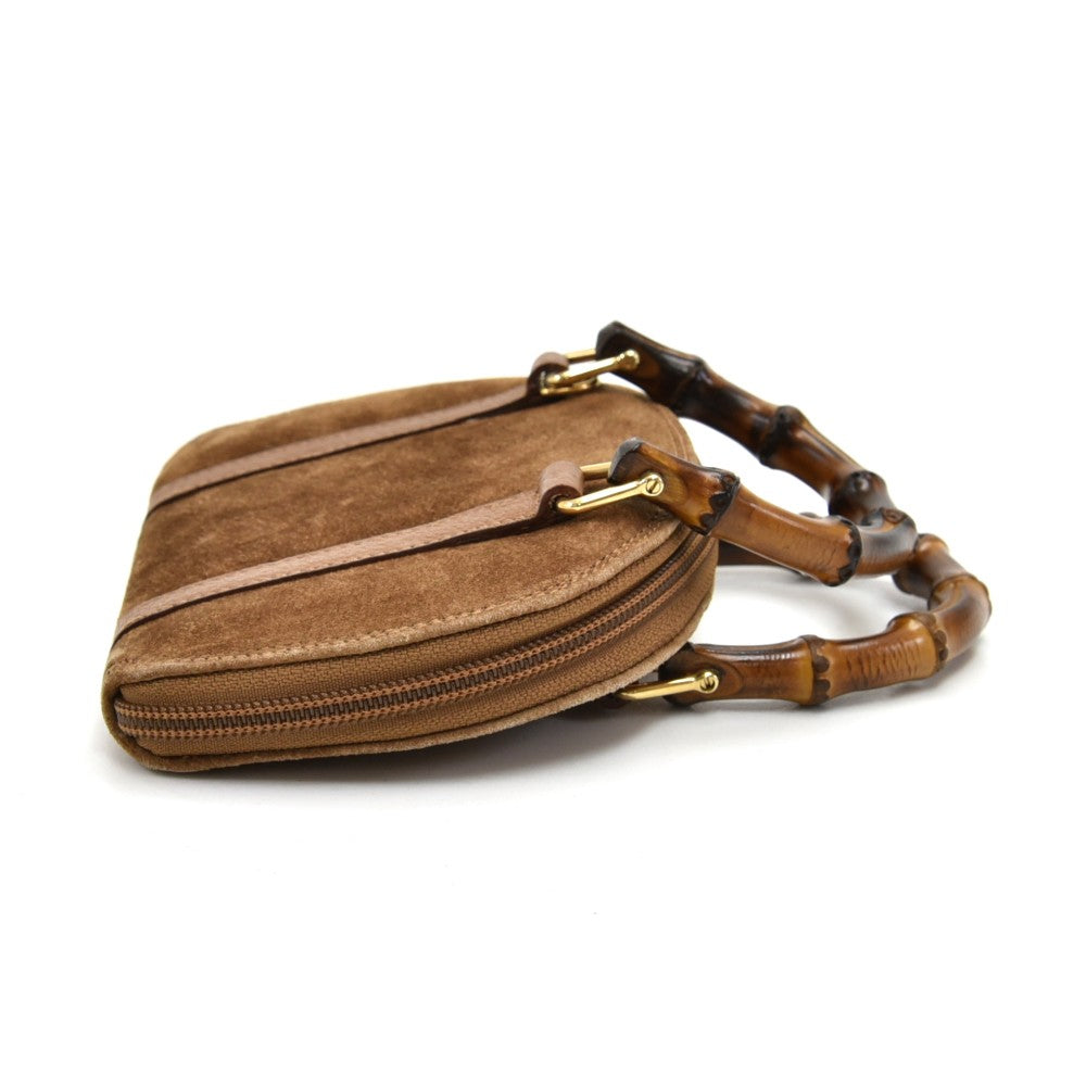 Gucci Suede Bamboo Handle Mini Bag