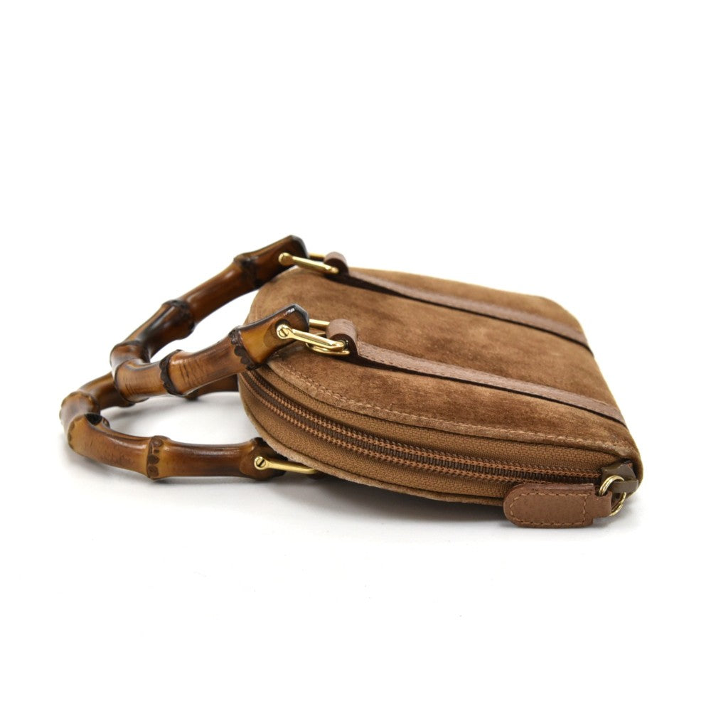 Gucci Suede Bamboo Handle Mini Bag