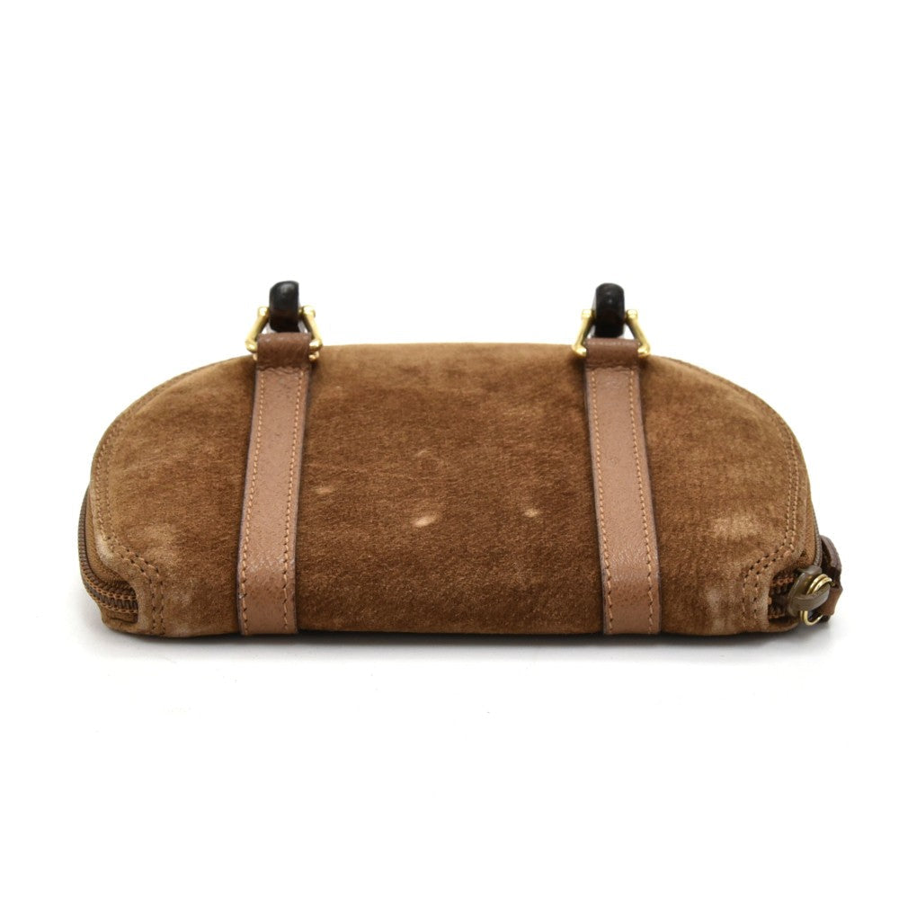 Gucci Suede Bamboo Handle Mini Bag