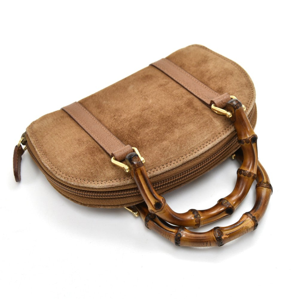 Gucci Suede Bamboo Handle Mini Bag