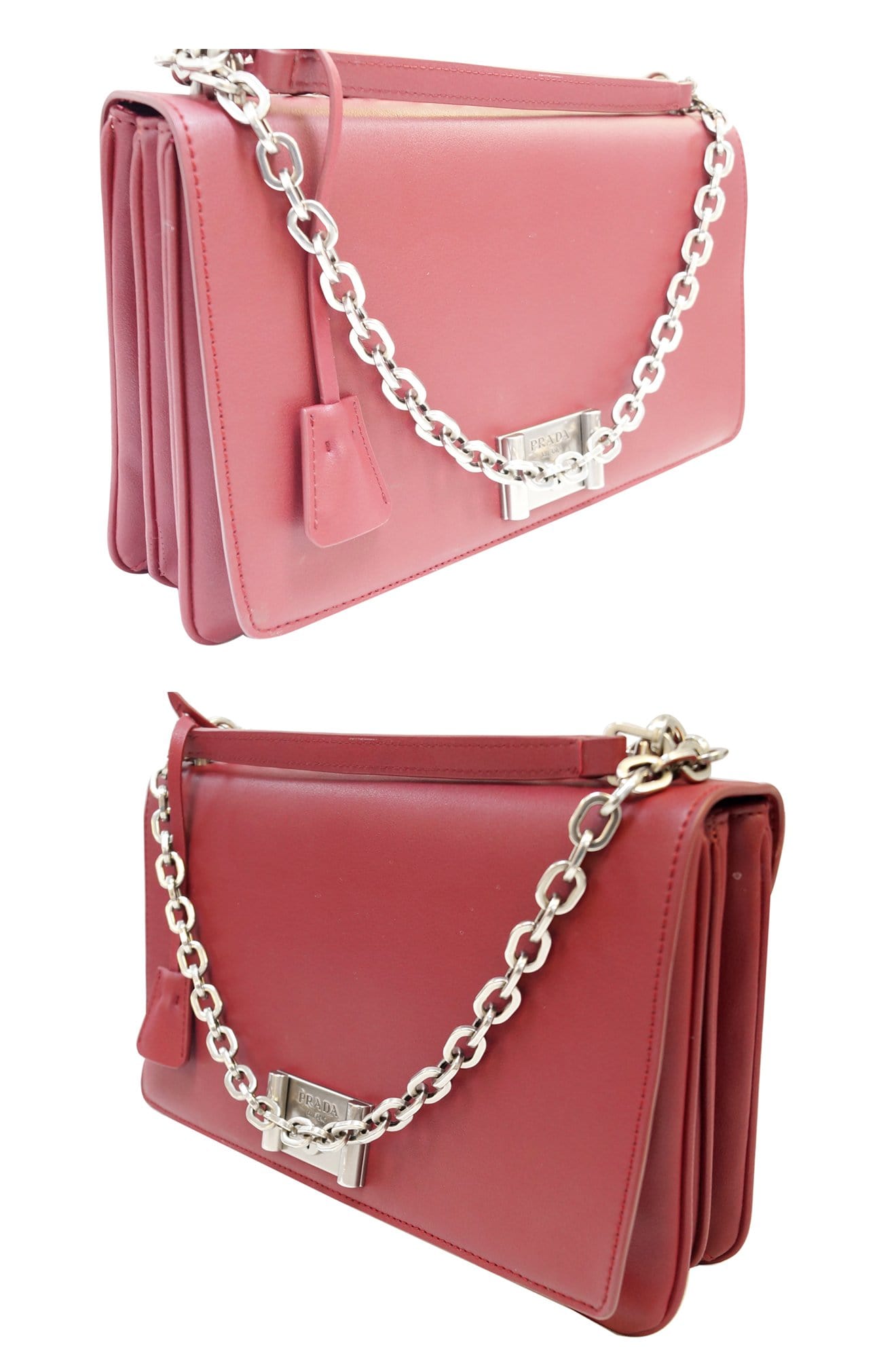 PRADA Petalo Saffiano Lux Leather Chain Shoulder Crossbody Bag - Sale