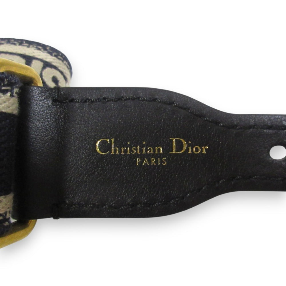 Christian Dior CD Logo Embroidery Canvas Leather Belt