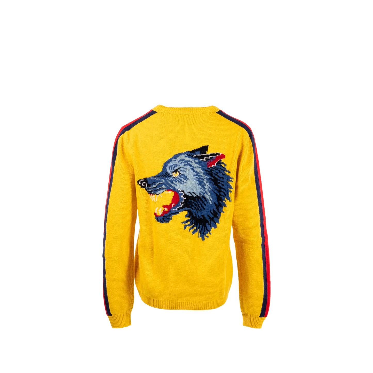 Gucci Size S Blind for Love and Wolf Sweater Wool Yellow/Multicolour