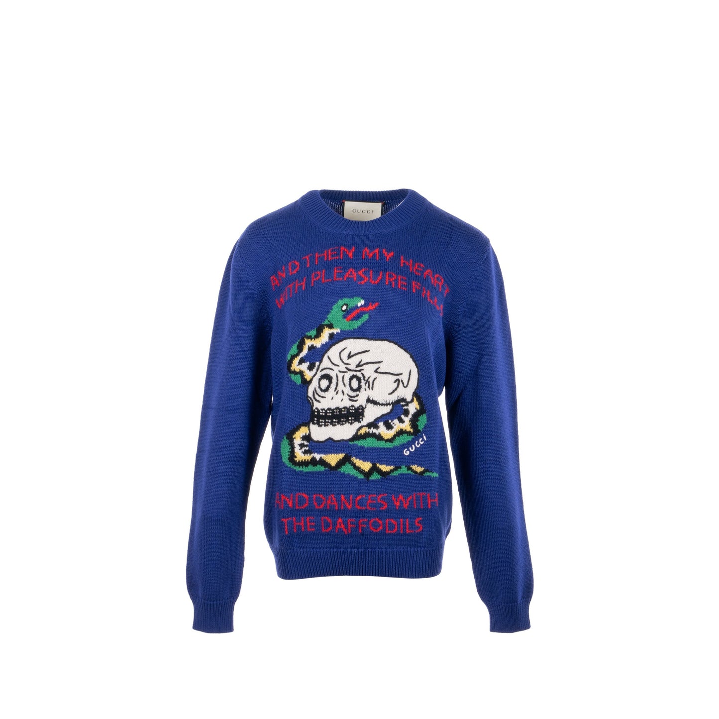 Gucci Size S Narcissus Poem Skull Sweater Wool/Cotton Purple/Multicolour