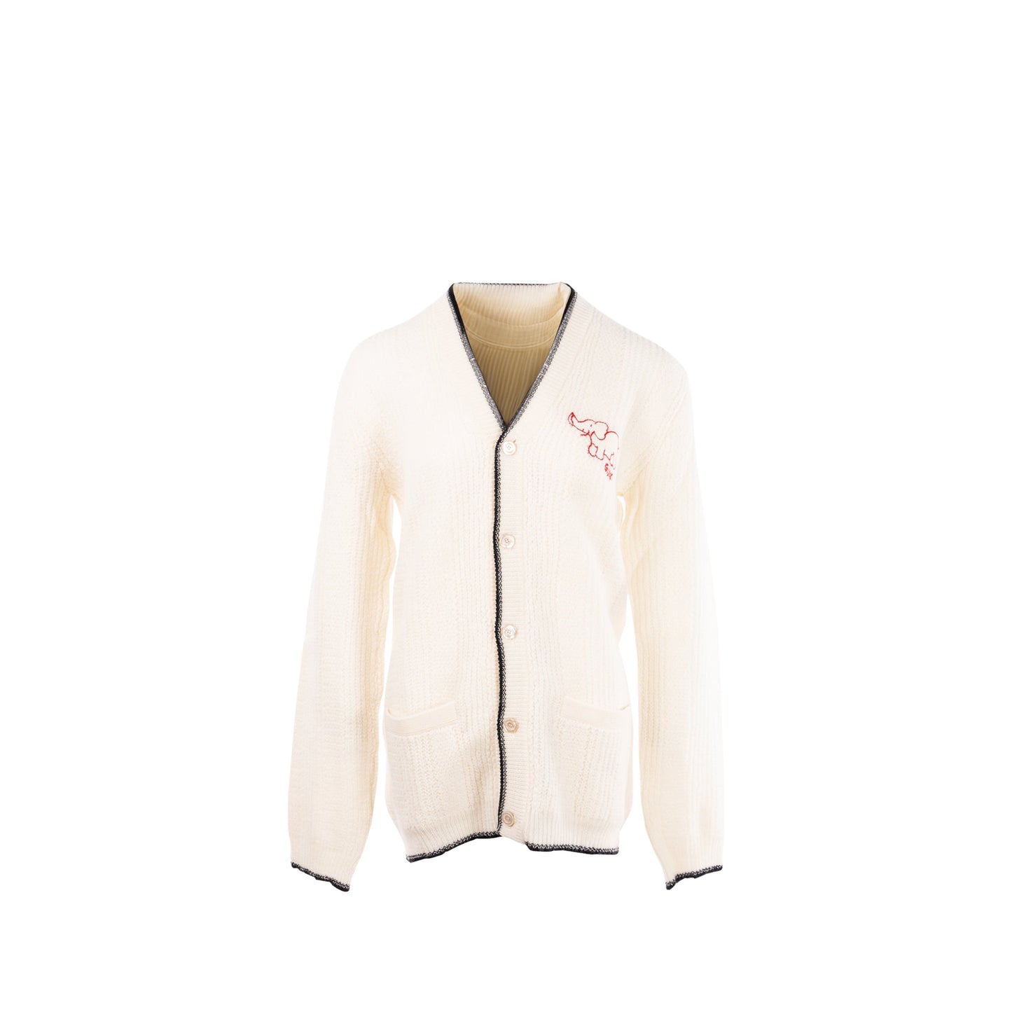 Gucci Size M Elephant Cardigan Wool White/Red