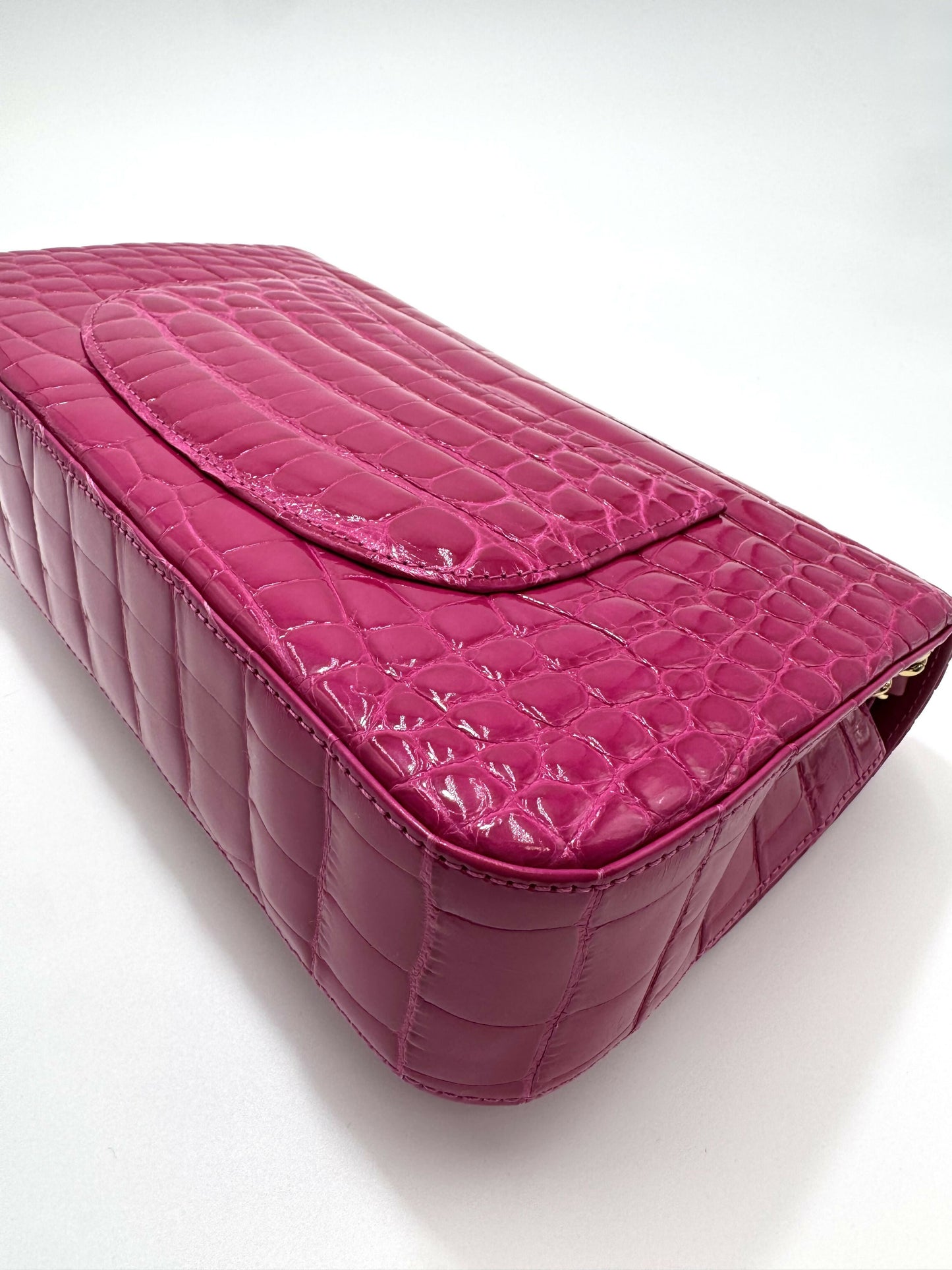 Chanel Vintage Medium Pink Crocodile Flap Bag