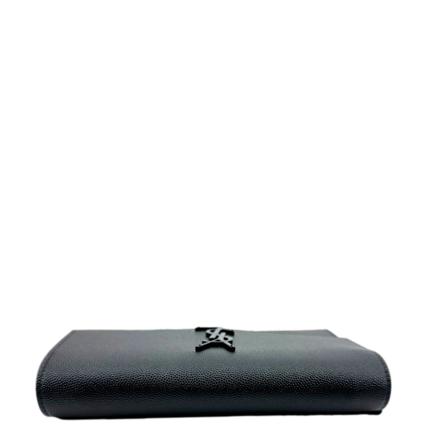 YVES SAINT LAURENT Flap Chain Grain De Poudre Leather Crossbody Bag Black