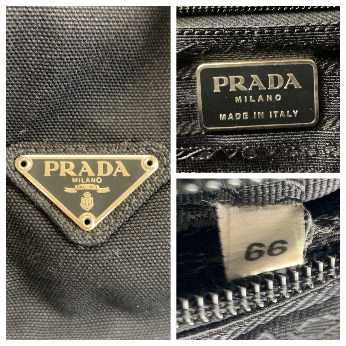 Prada Triangle Logo Plate Canvas 2way Bag