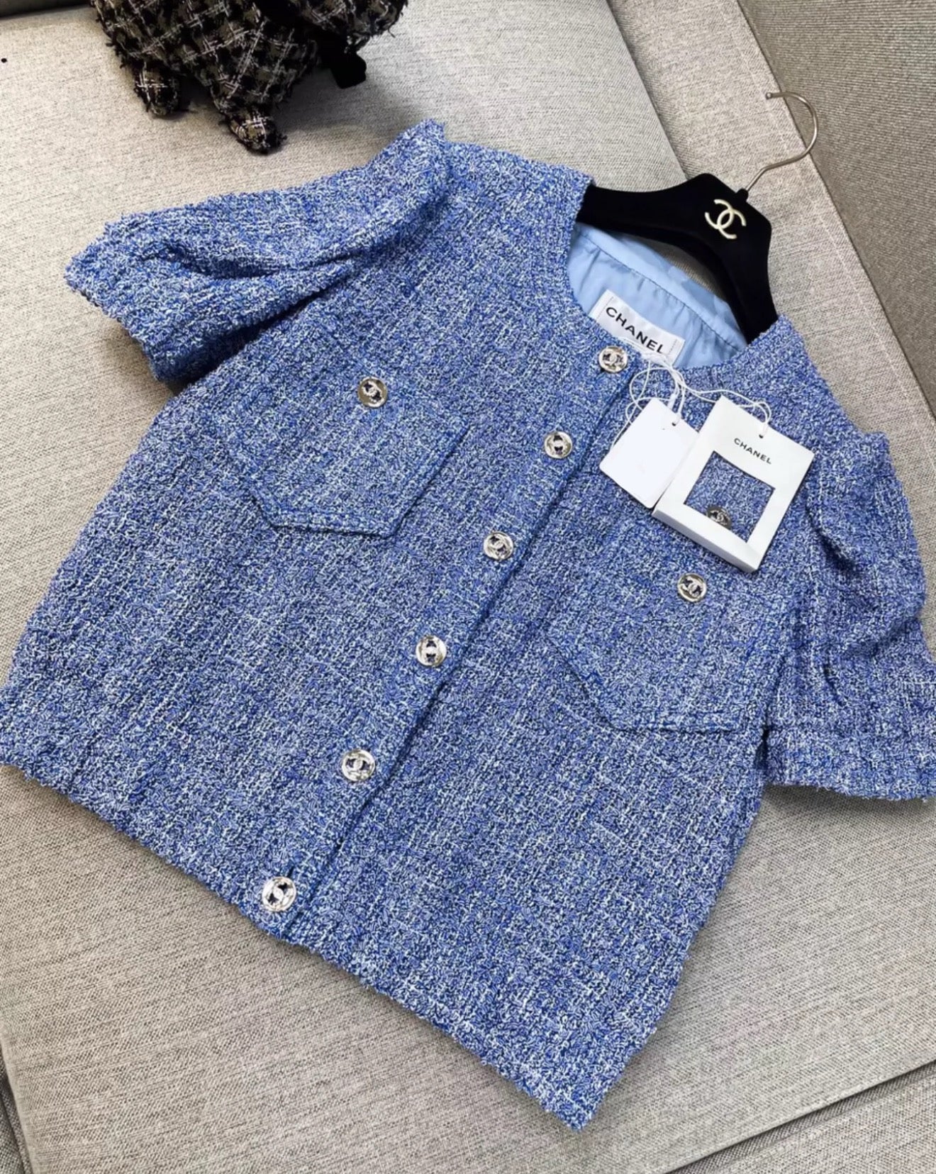 Chanel 24P Blue tweed cardigan